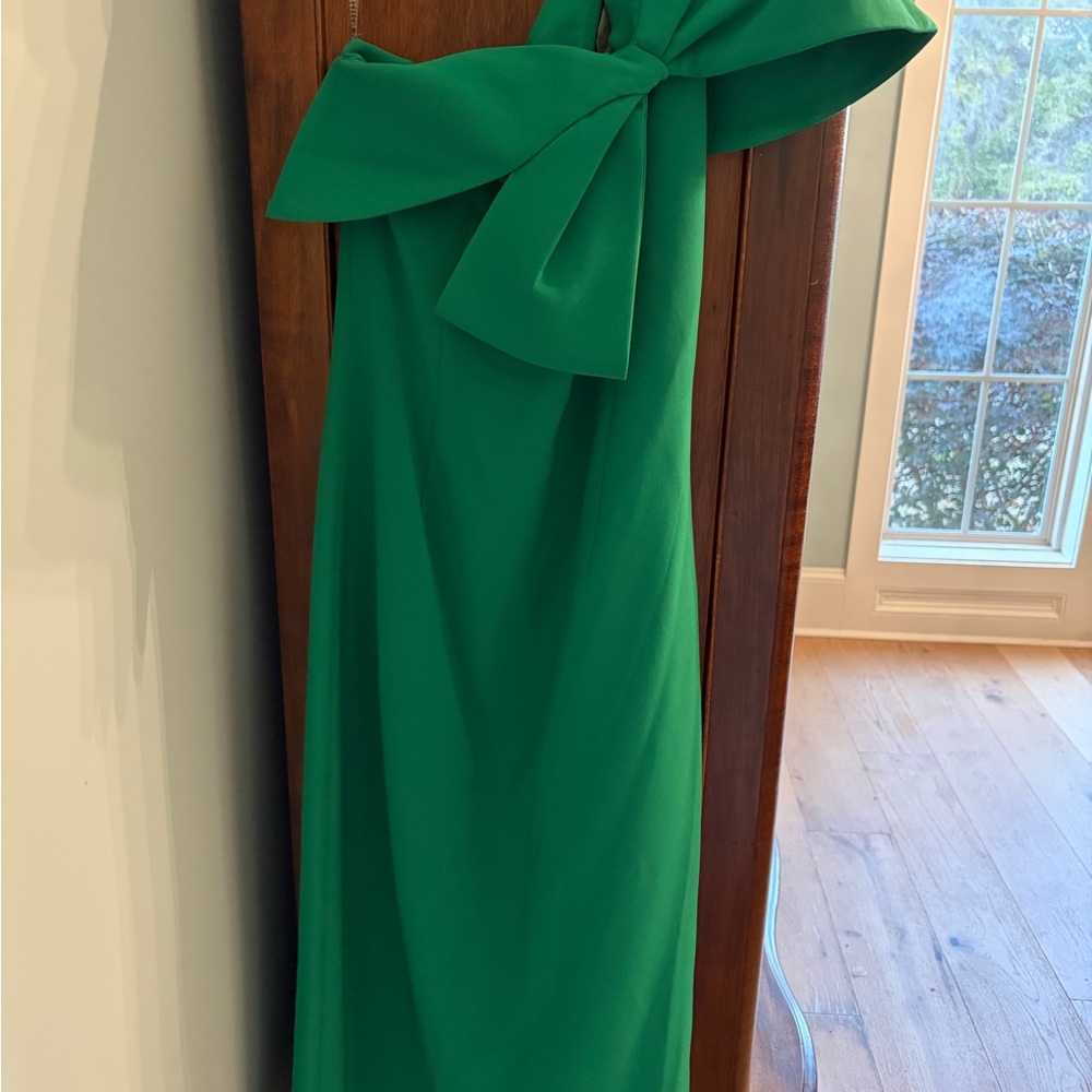 Sachin + Babi Strapless Emerald Dress with Statement Bow